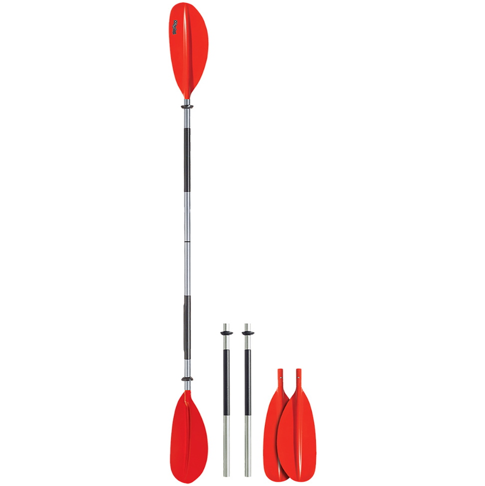 2026 Bravo KWB 220 Gebogenes Paddelblatt 4-teiliges Aluminium-Paddel 220 Cm BR-PA-KWB-220-4A - Red